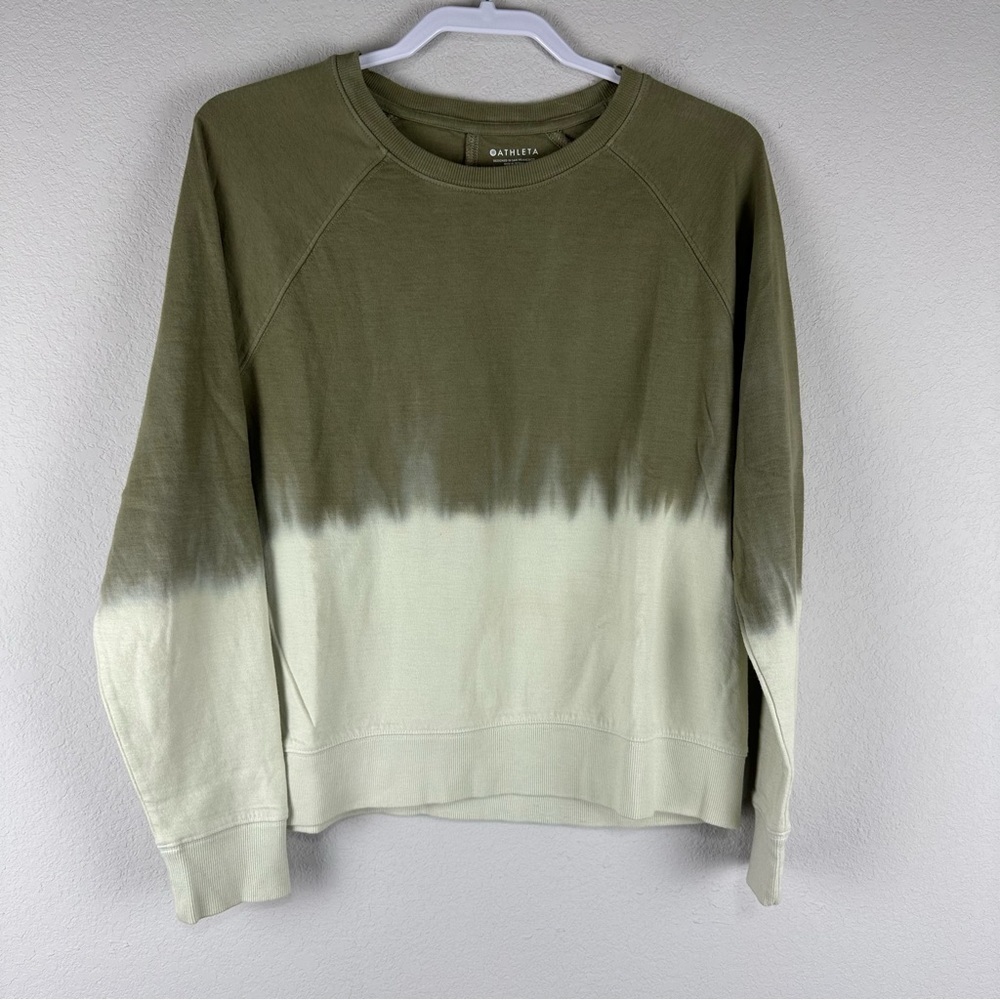 Athleta Green Sundown Dip Dye Athleisure Sweatshirt Size Small